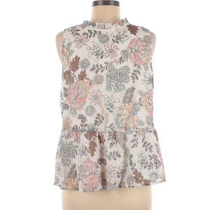 NWT LOFT Shell Blouse w Tie Back and Gold Metallic Accents Size L